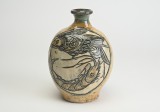 金城次郎海老魚紋扁壷正面